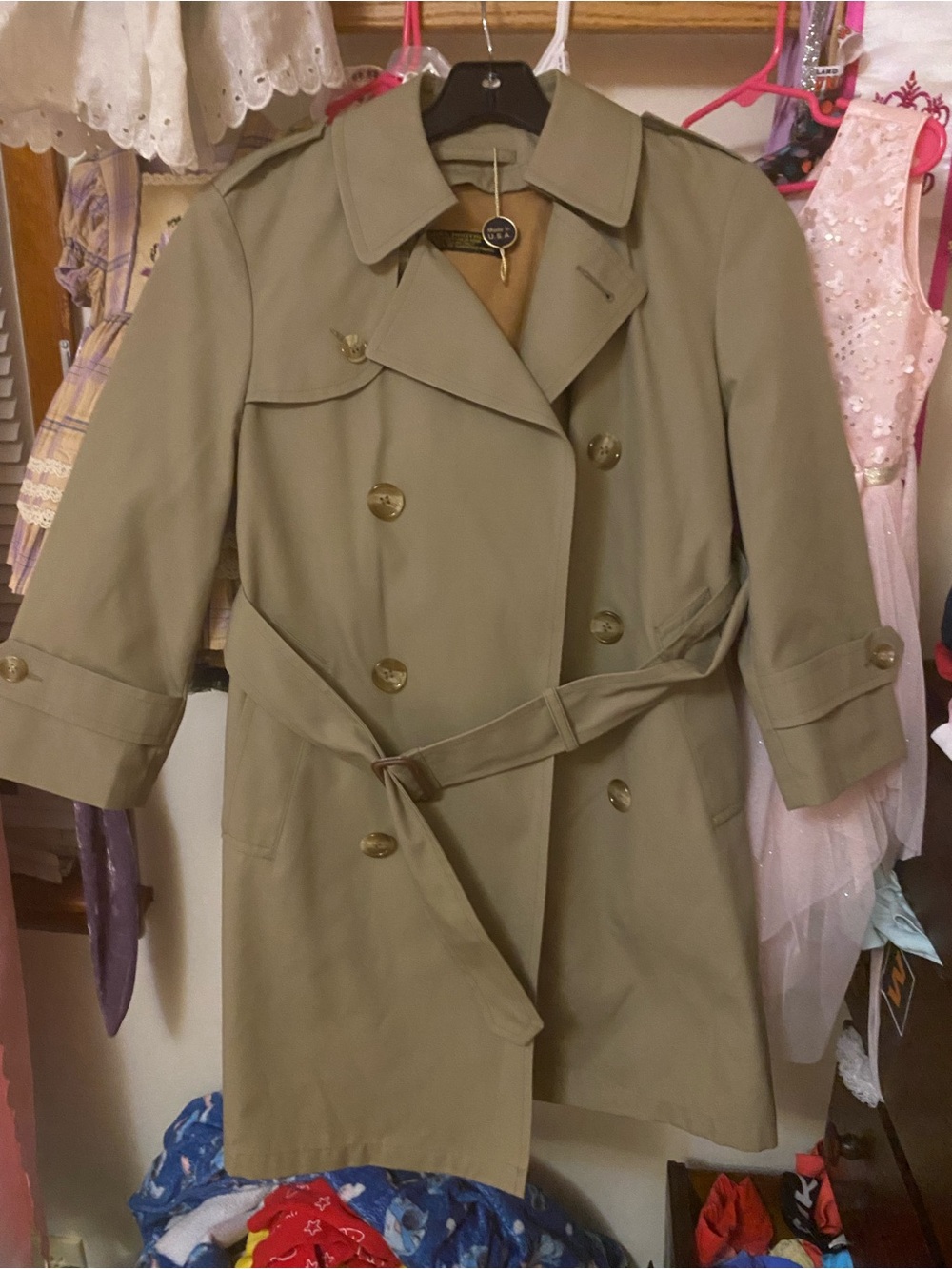 Brooks Brothers Olive-Tan Double-Breasted Trench Coat